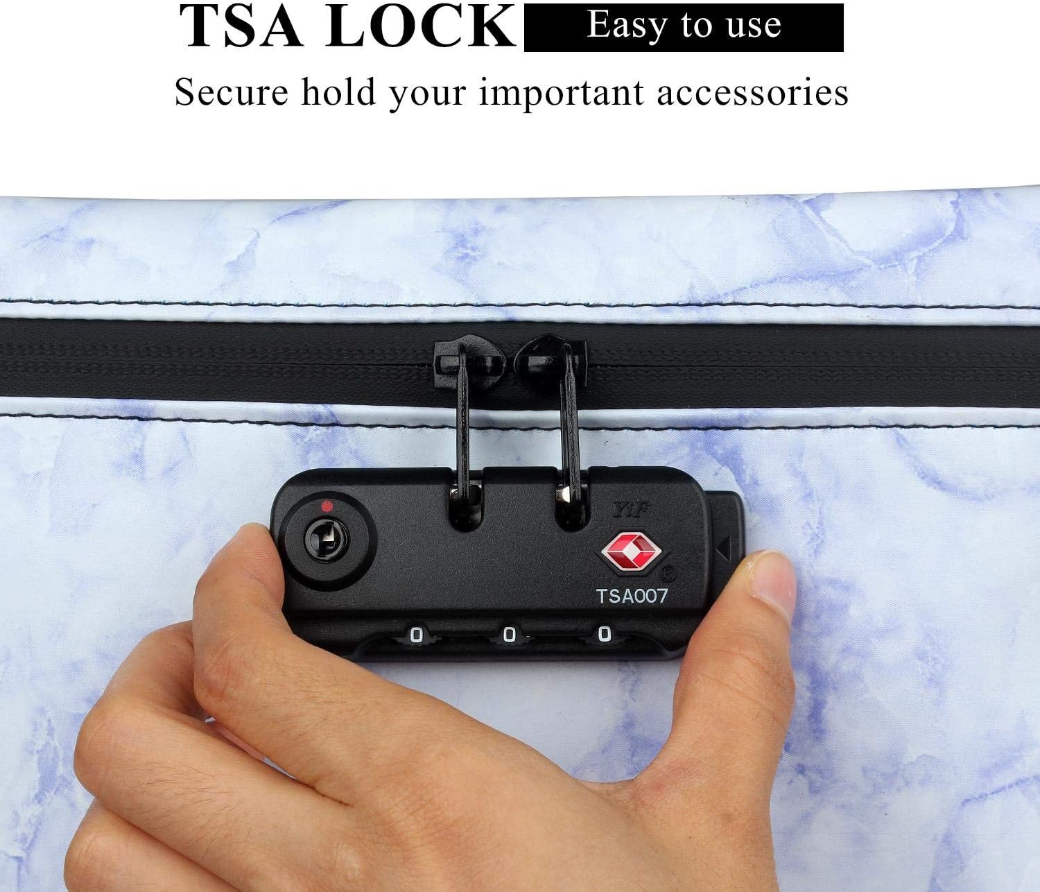 Stasheeze Smell Proof Bag 24x15cm Carbon Lined TSA Lock Water Proof Portable UK Marble Blue Container Pouch with Lockable Zip