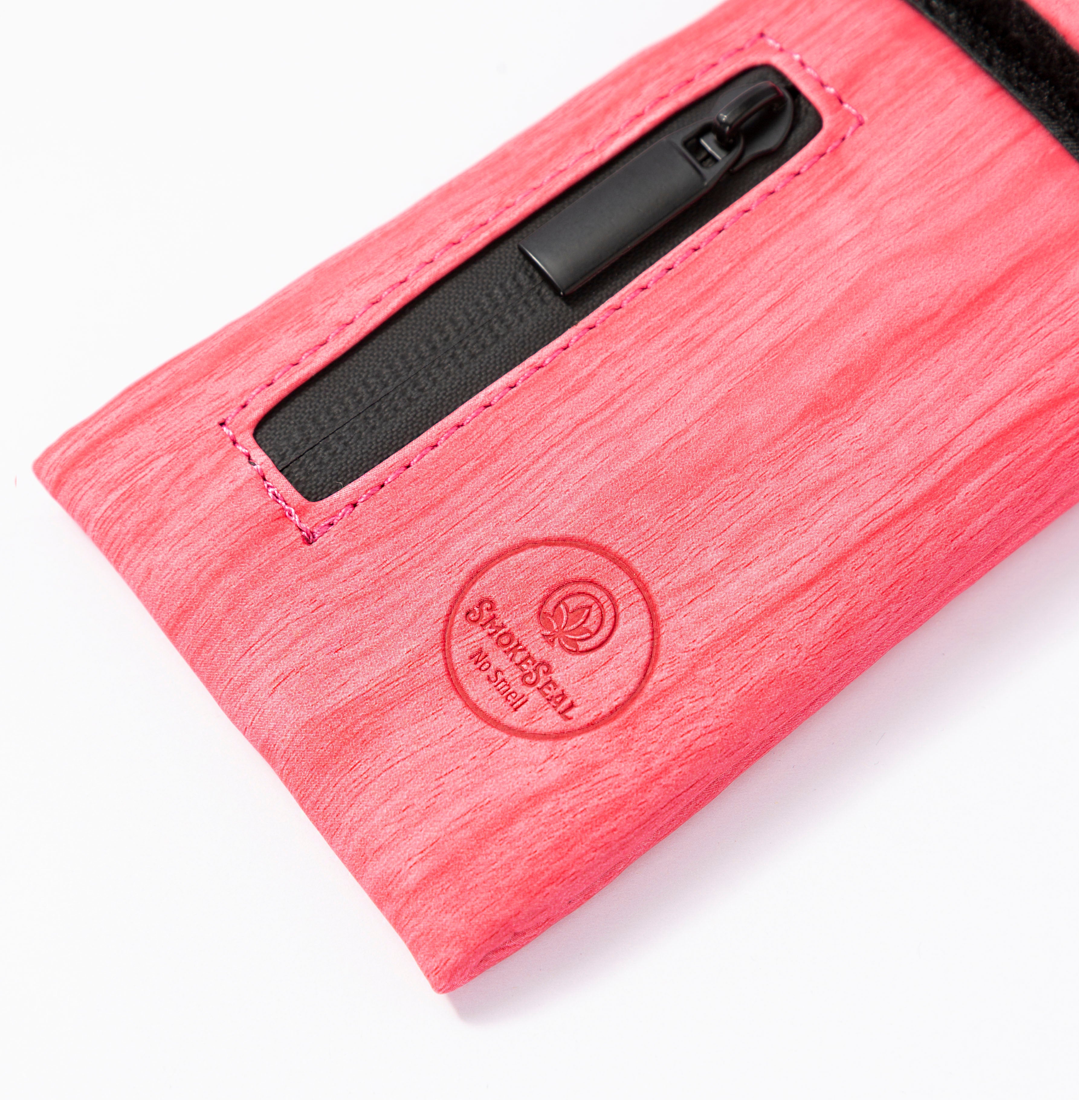 Stasheeze Smell Proof Bag Rolling 15x8cm TSA Lock Secure Holder Water Proof UK Pink Carbon Lined Multi Layered Pouch Container Leather With Zip Storage