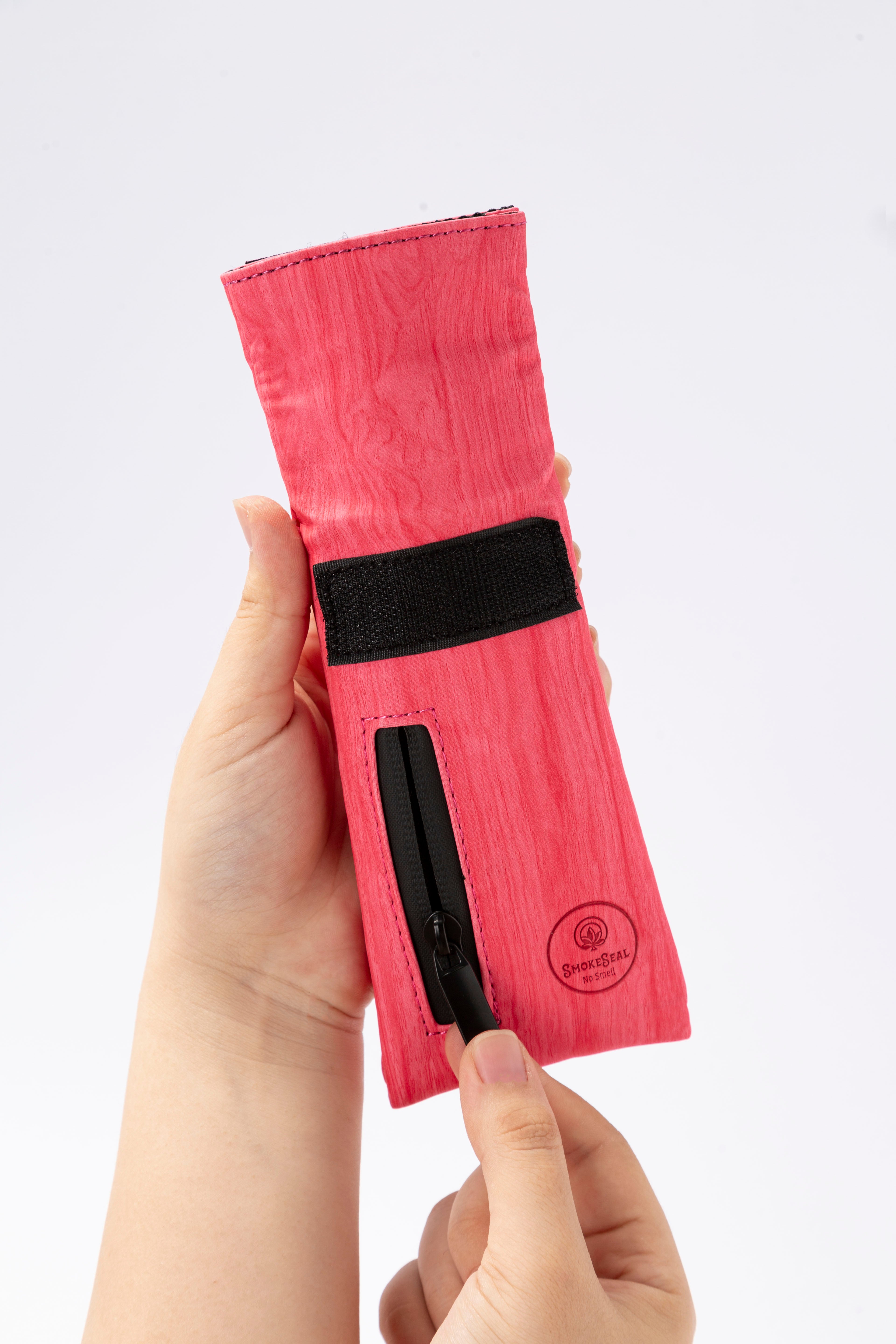 Stasheeze Smell Proof Bag Rolling 15x8cm TSA Lock Secure Holder Water Proof UK Pink Carbon Lined Multi Layered Pouch Container Leather With Zip Storage
