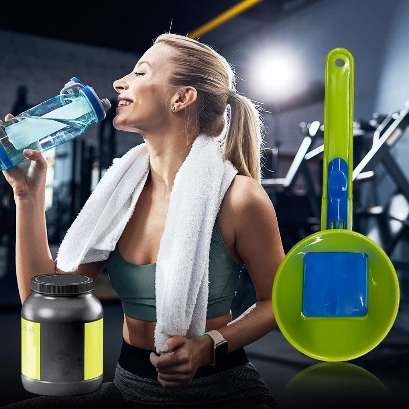 2 in 1 Scoop Funnel For Supplements; Pre Workout, Creatine, Protein. UK Seller! Funnel Scoop for Powder | Measuring Spoon With Sliding Base | Protein, Coffee Scoop | Longer Handle Kitchen Tool