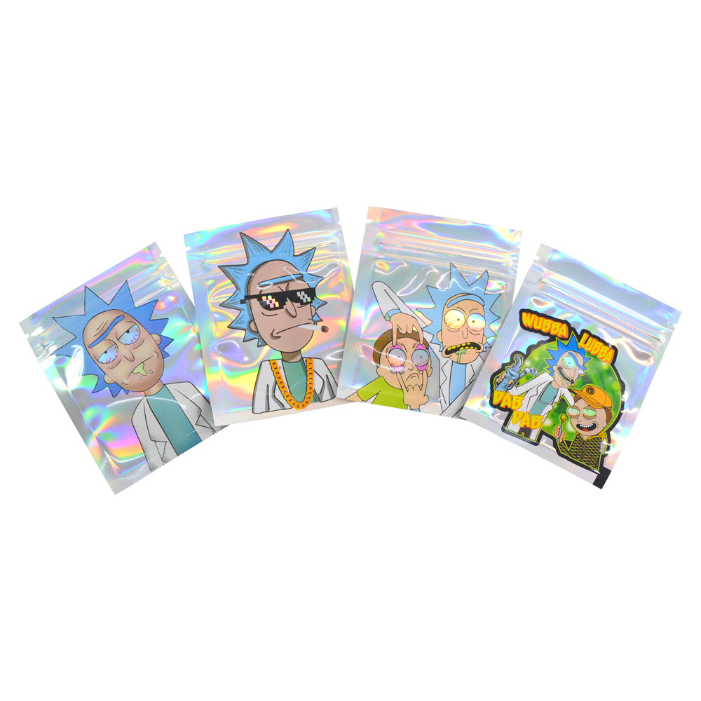 100pcs Mylar Baggies 9x6Cm 1g Parody Rick and Morty Kitchen Supplies - Smell Proof Bag Water Proof Odour Proof