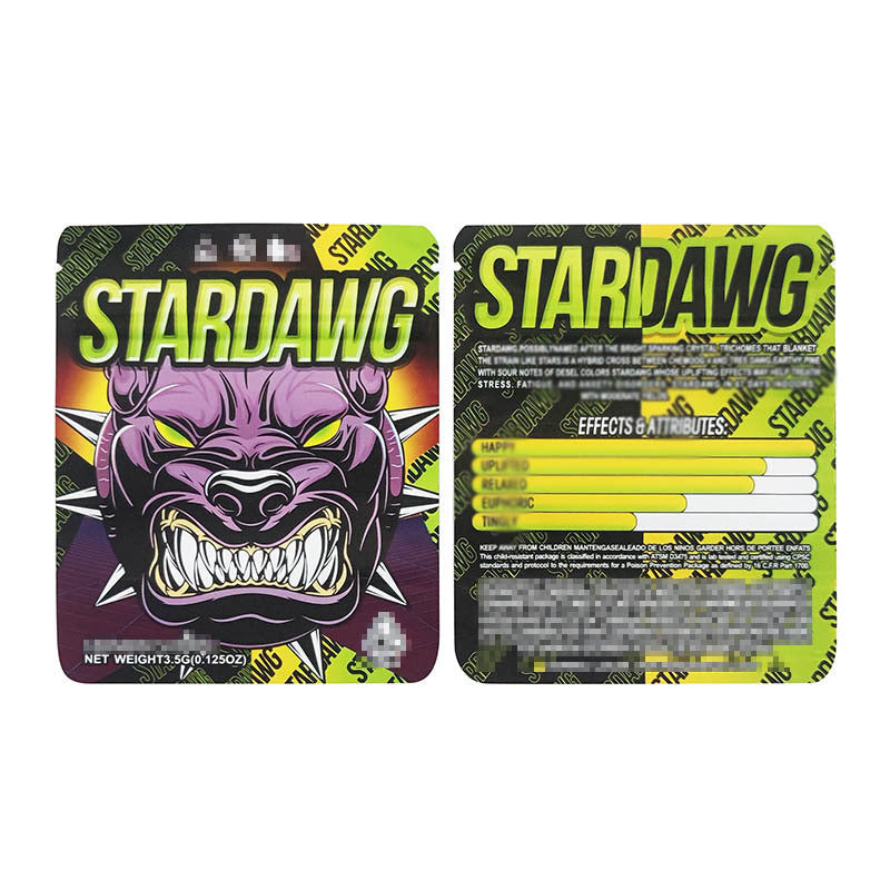 100pcs Mylar Baggies Parody Stardawg Dog Kitchen Supplies - Smell Proof Bag 1g 3.5g Thick Water Proof Baggies