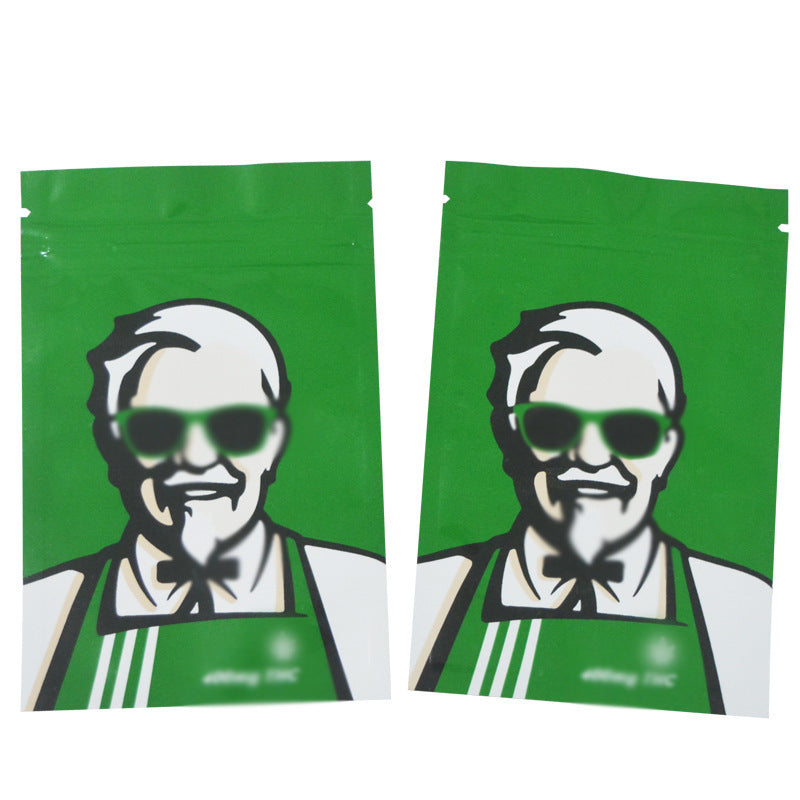 100PCS Green Kernel Fried Kentucky Smell Proof Durable Transparent Baggies 9x5cm KFC Kitchen Food Mylar Bag