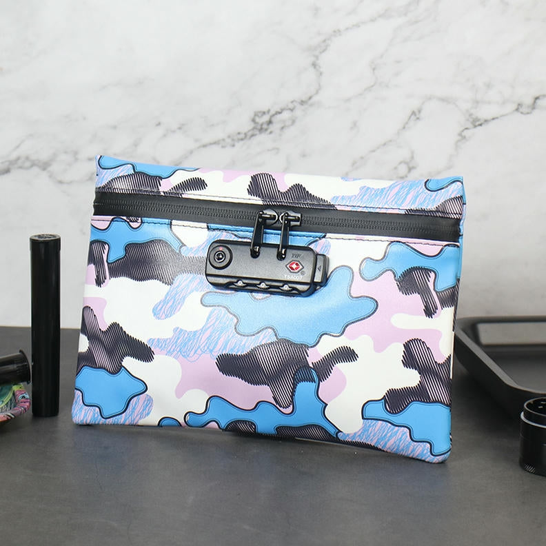 Stasheeze Smell Proof Bag 24x15cm Carbon Lined TSA Lock Water Proof Portable UK Camo Lemons Prisms Designs Odour Proof