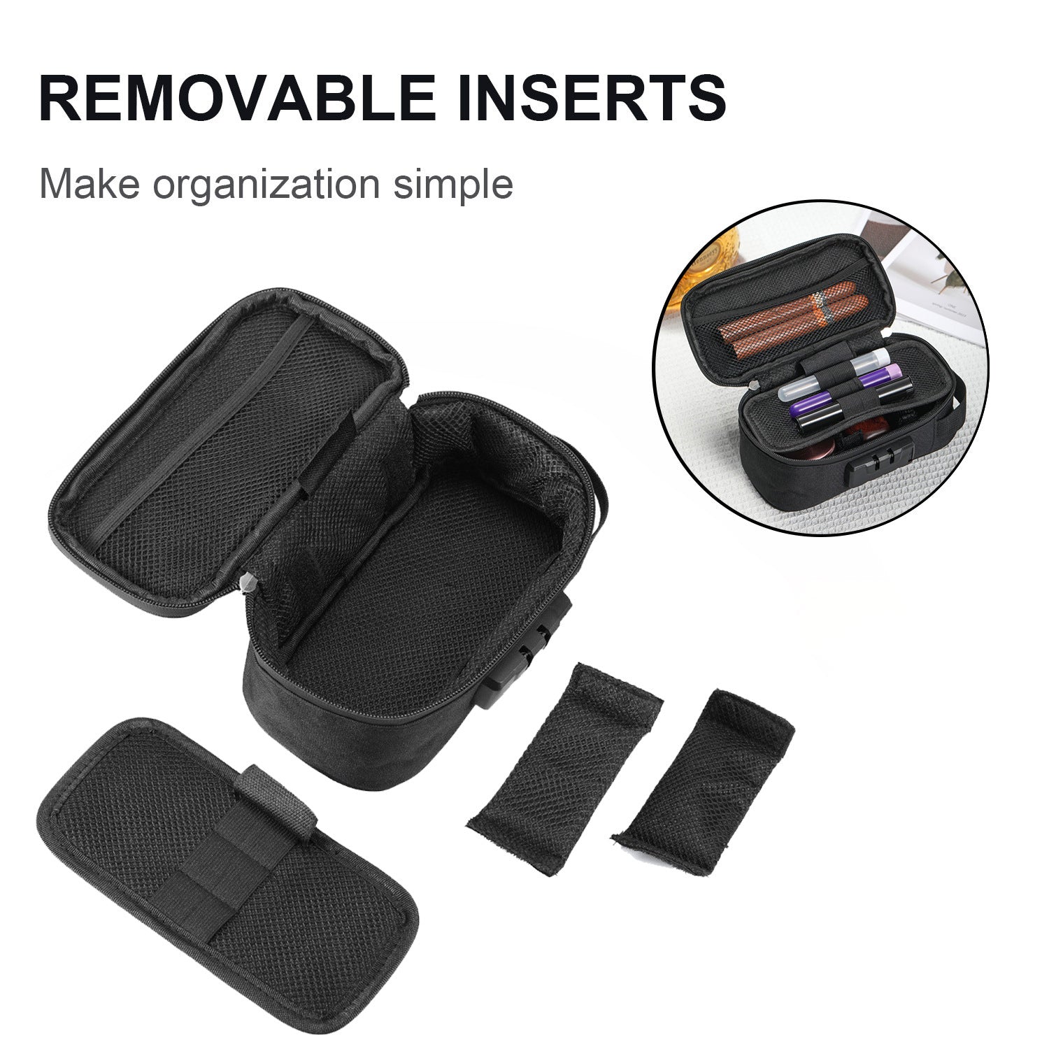 Stasheeze 21x10cm Smell Proof Carbon Lined Bag Water Proof TSA Lock Discreet Secure Box Portable Container