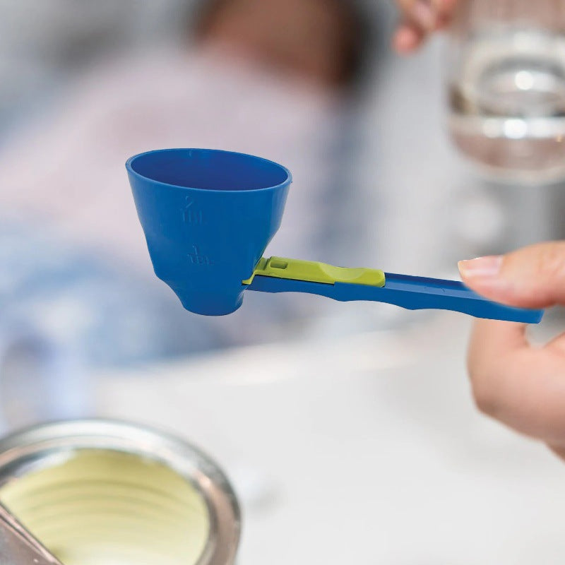2 in 1 Scoop Funnel For Supplements; Pre Workout, Creatine, Protein. UK Seller! Funnel Scoop for Powder | Measuring Spoon With Sliding Base | Protein, Coffee Scoop | Longer Handle Kitchen Tool