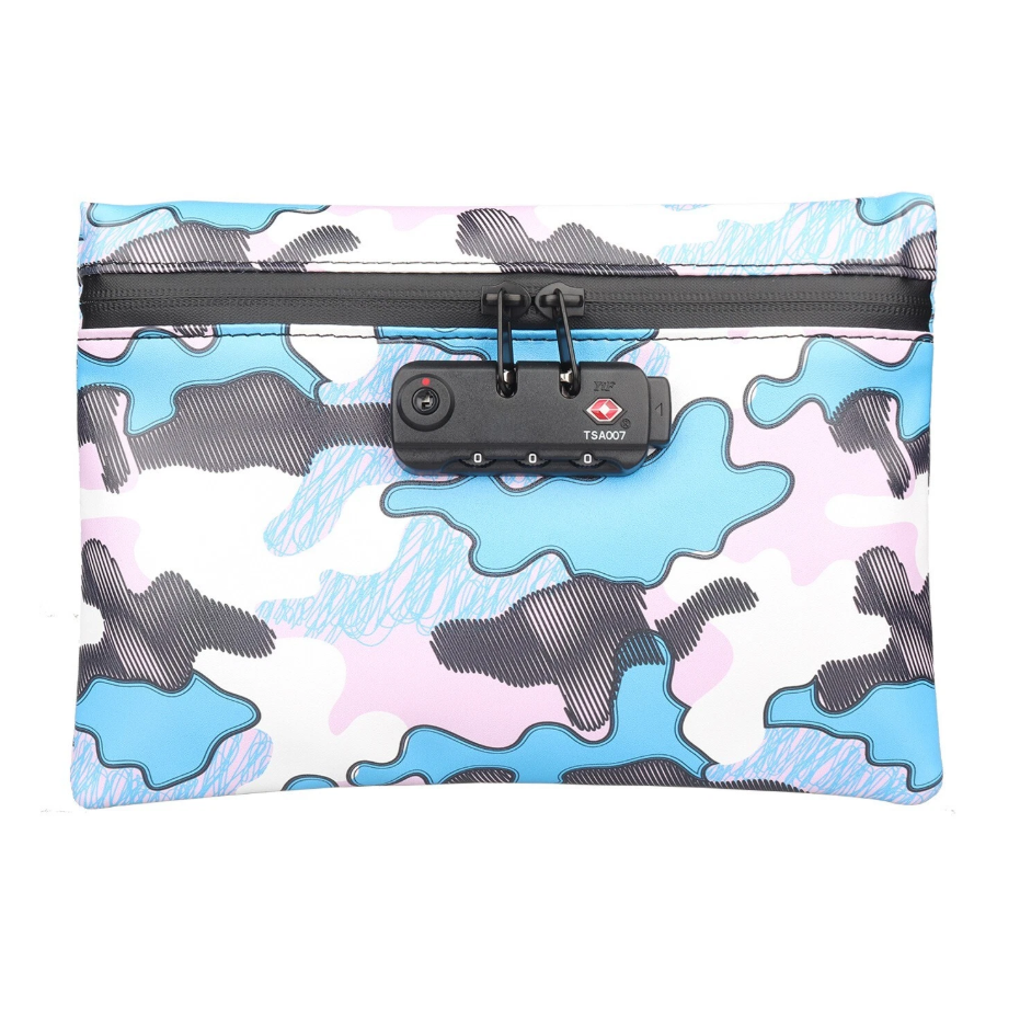 Stasheeze Smell Proof Bag 24x15cm Carbon Lined TSA Lock Water Proof Portable UK Camo Lemons Prisms Designs Odour Proof